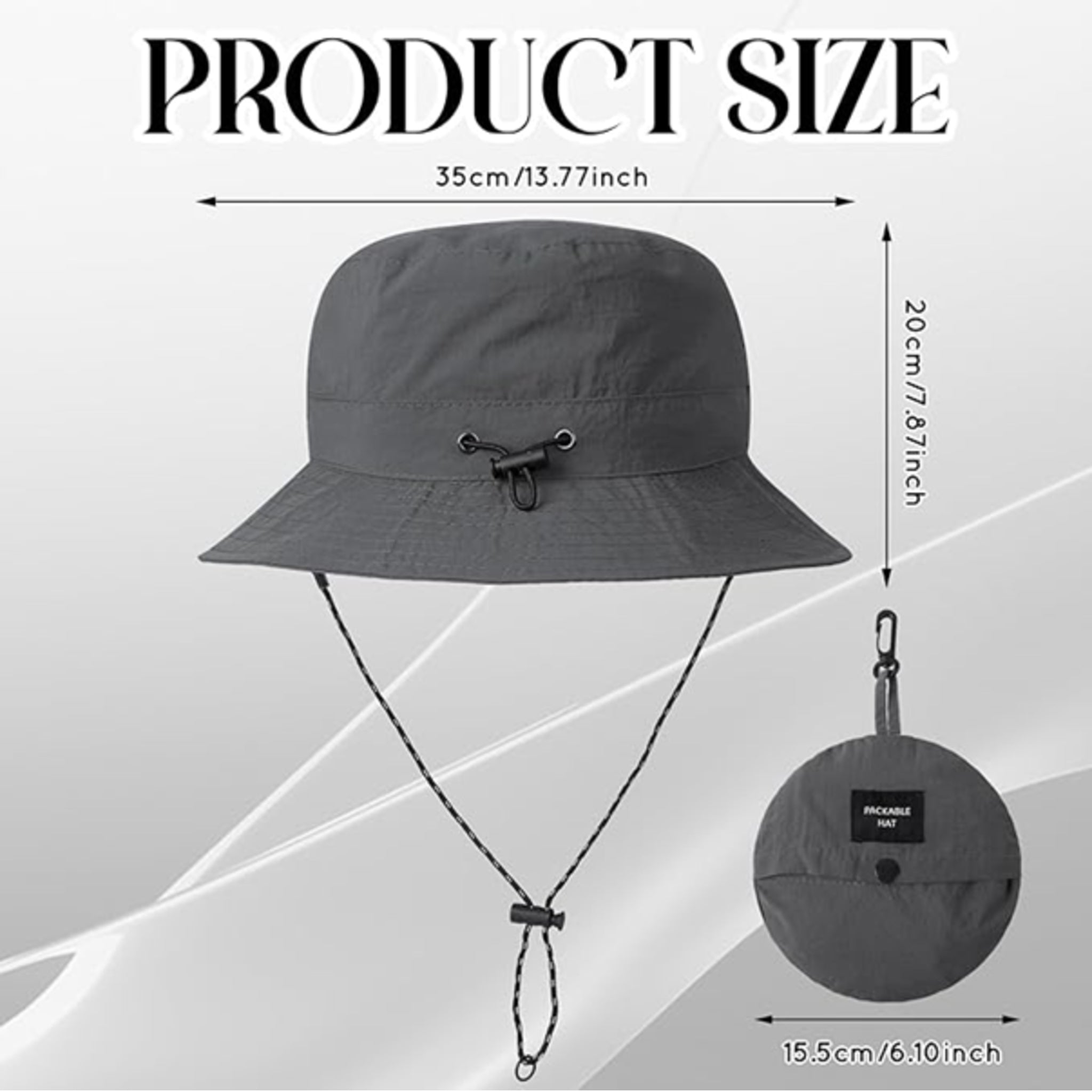 Unisex foldable bucket hat with chin strap – wide brim sun hat for outdoor hiking, fishing, camping – packable design